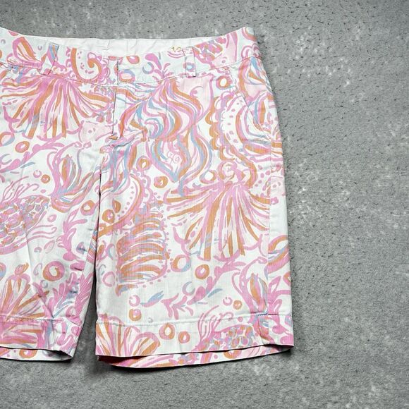 Lily Pulitzer Shorts Womens 10 Pink White Floral Chipper Shorts Pockets 9 in - Picture 4 of 15